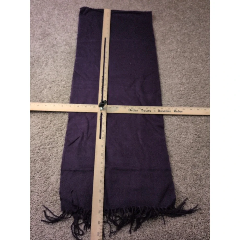 Hand Tailored 100% Cashmere Scarf Purple Made in Germany Fringed Winter Wrap